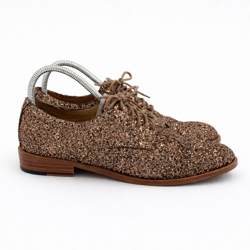 Banana Republic Glitter Tweed Oxford Lace Up Shoes Brown Women’s 8.5